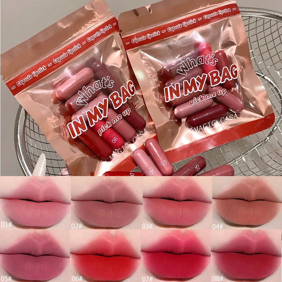 8-Color Matte Lipstick Set: Long-Lasting & Non-Stick