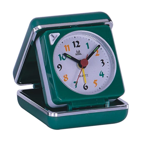 Small Analog Travel Alarm Clock Silent Ascending Beep Sounds Battery Operated Light Functions Easy Antique Plastic Square Gift