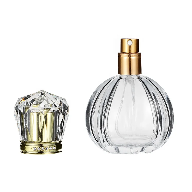 Perfume Bottle 50ml Round Glass Pump Sprayer Screen Printing Personal Care With Pumpkin Shape