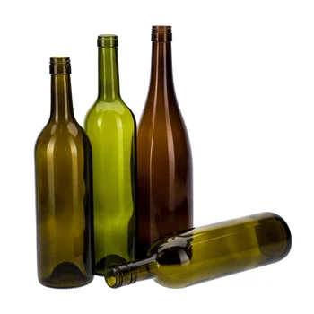 Wholesale Empty 187ml 375ml 500ml 750ml 1000ml bordeaux burgundy shape glass Green Clear wine bottle