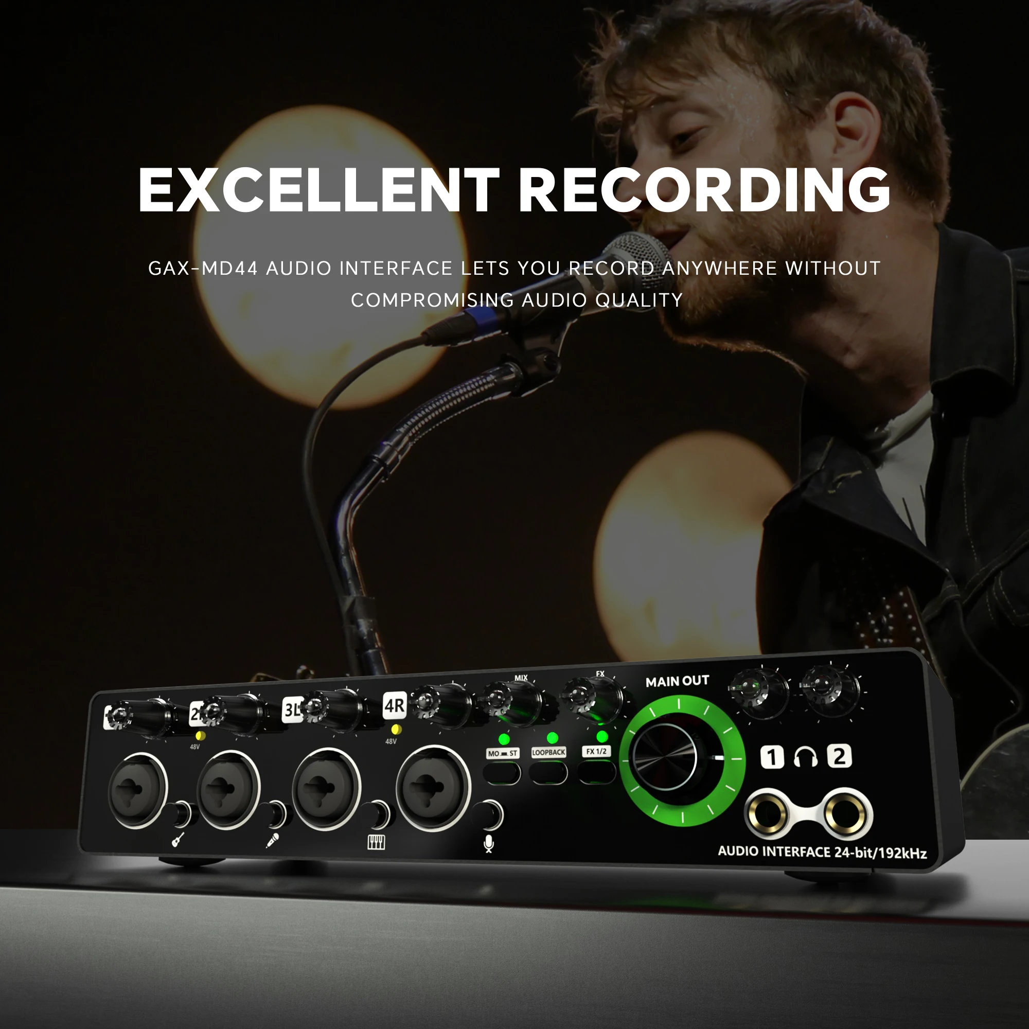 GAX-MD44 4-Channel USB Sound Card - 24Bit/192kHz Audio Interface