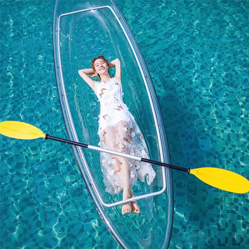 Clear Canoe Plastic Modular Boats 2 Person Clear Glass Kayak Transparent Kayak With Paddle