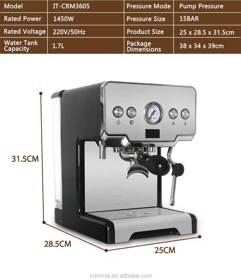 Semi Automatic Corrima Coffee Machine 15bar  for Espresso Cappuccino Milk Bubble Latte