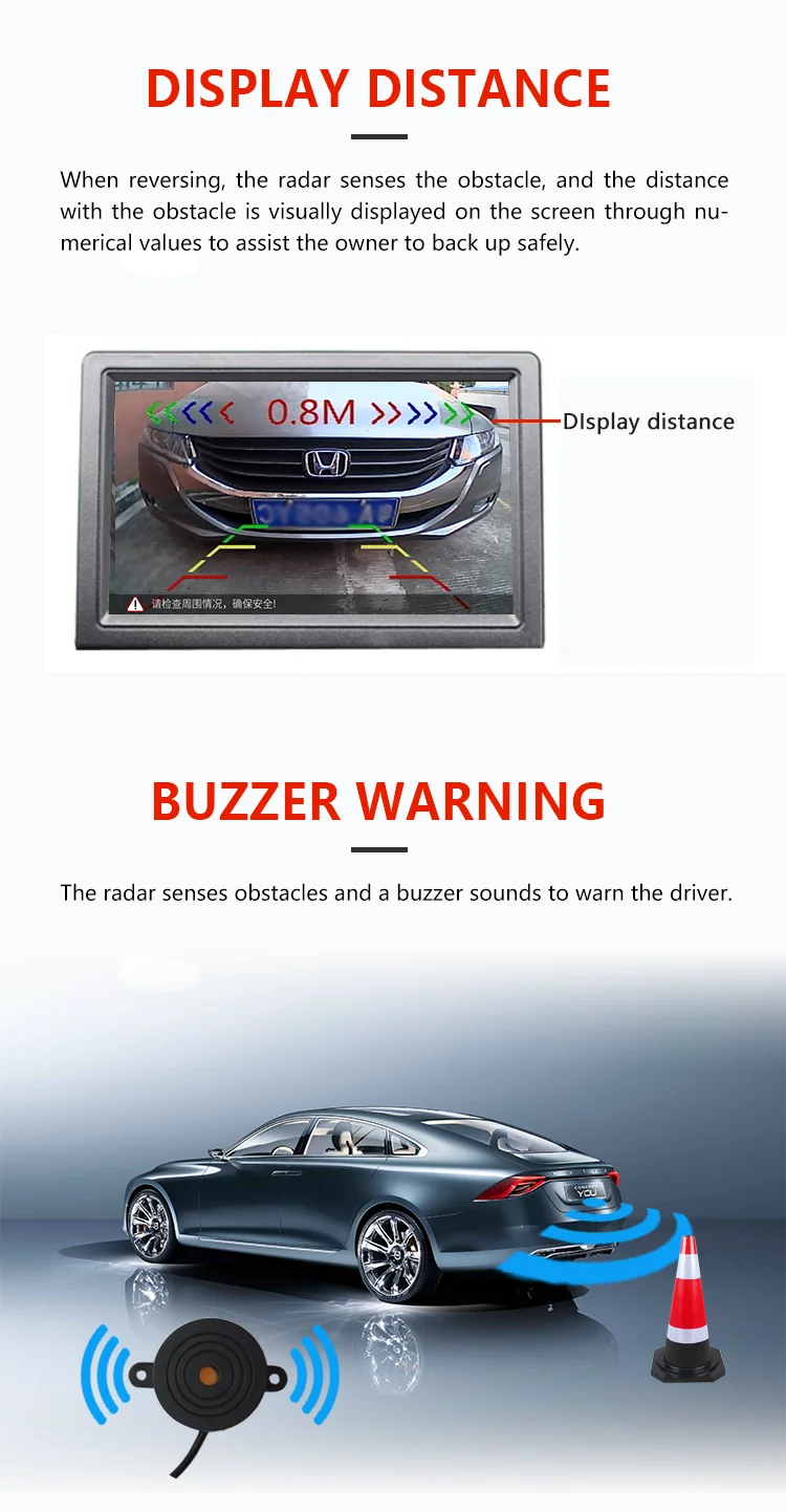 Car Rear View Reverse Backup Parking Camera Radar 2 in 1 Night Vision Waterproof Vehicle Reversing Cameras manufacture