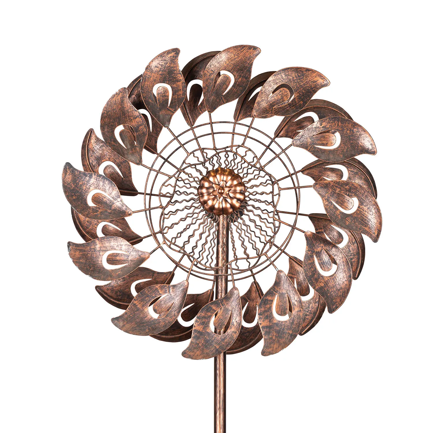 Metal Peacock Feathers Wind Spinner Copper Double Wind Spinner Copper