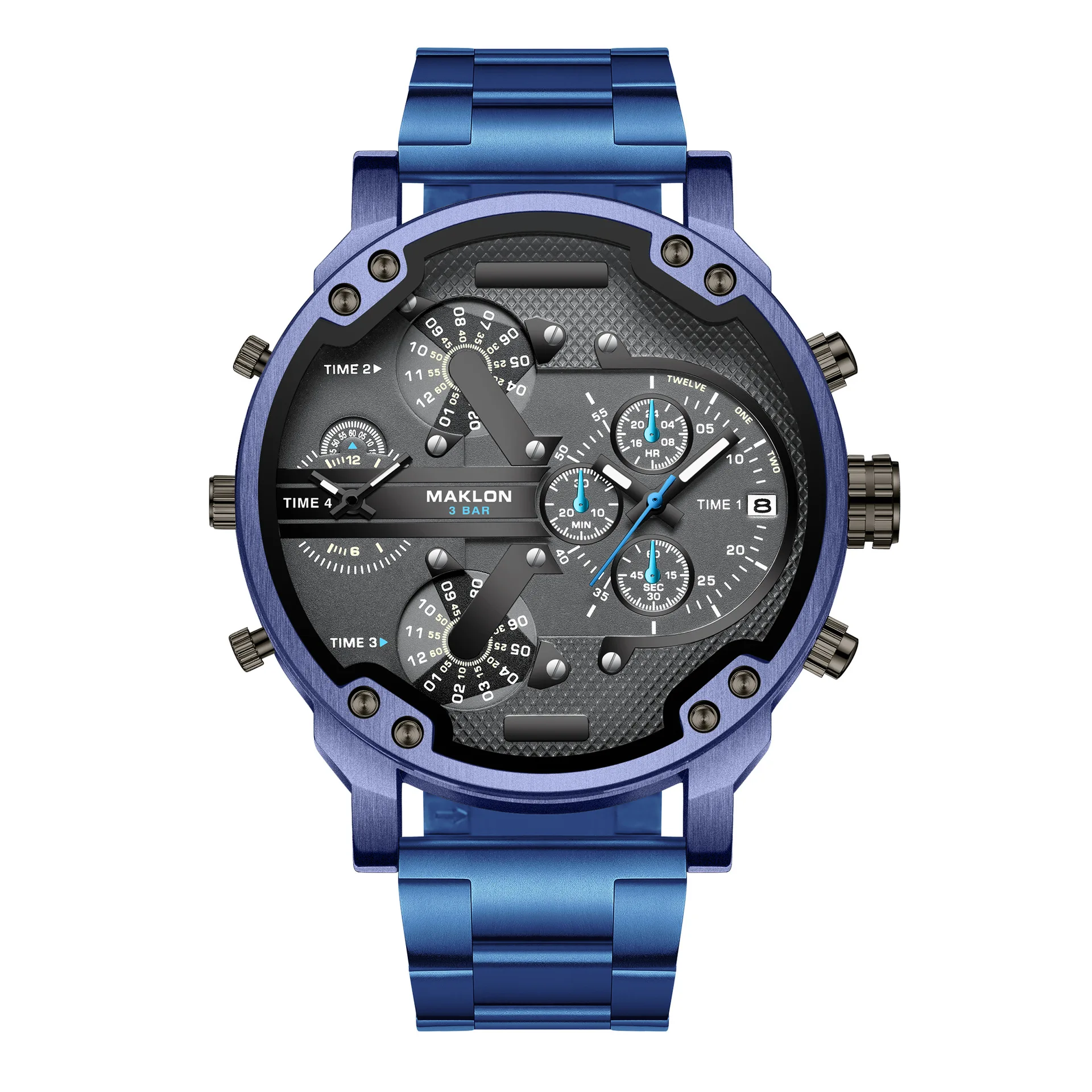 2023 Fashion Luxury Stainless Steel 2 Time Zone Men Quartz Watches ...