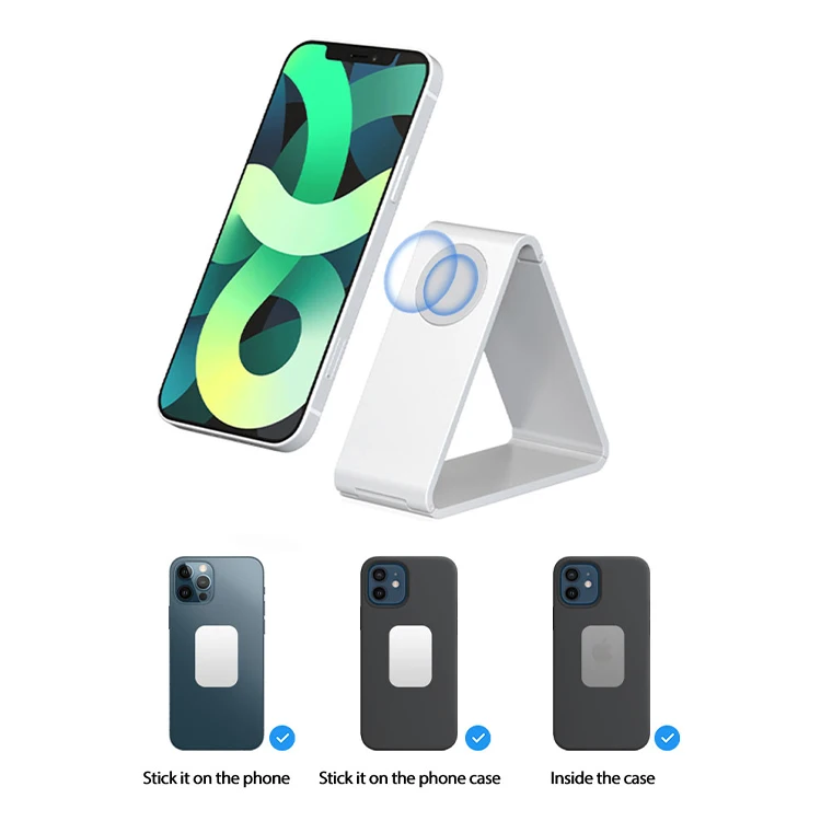 2021 New Design Foldable Triangle Shape Cell Phone Stand Magnetic Aluminum Desktop Phone Holder