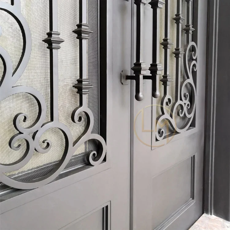Victorian Style Classical Wrought Iron Partition Lattice Front Door Steel Villa Application