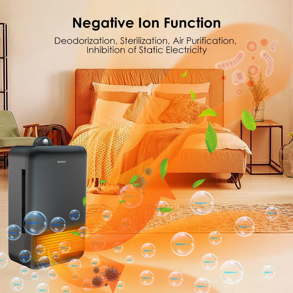 2022 Custom Portable Fan Heater Negative Ion PTC Instant Heating Smart Home Heaters 1200W
