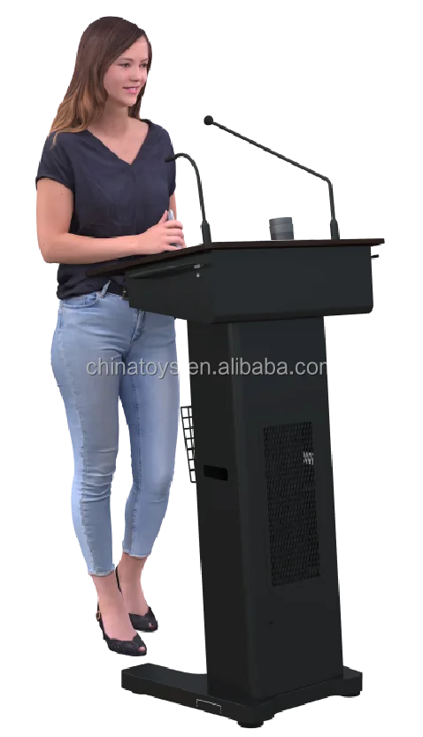 Focus St600 Detachable Speaker Lectern Slim Pulpit with Built-In Amplifier Rostrum Collapsible School Items Digital Smart Podium