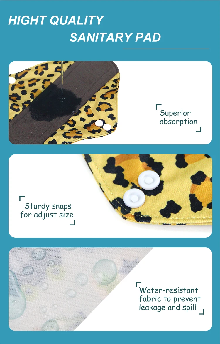 Eco Friendly Reusable Washable Sanitary Napkins Menstrual Cloth Pads