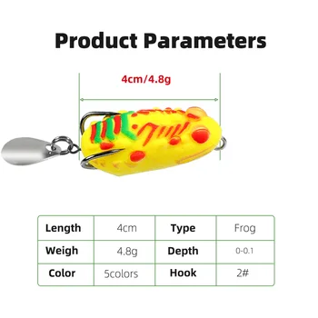 Thai Thunder Frog Lure, 4cm/4.8g, Spinner Blade Double Hook Soft Frog Bait, Artificial Lure for Snakehead – Soft Lure – view 5