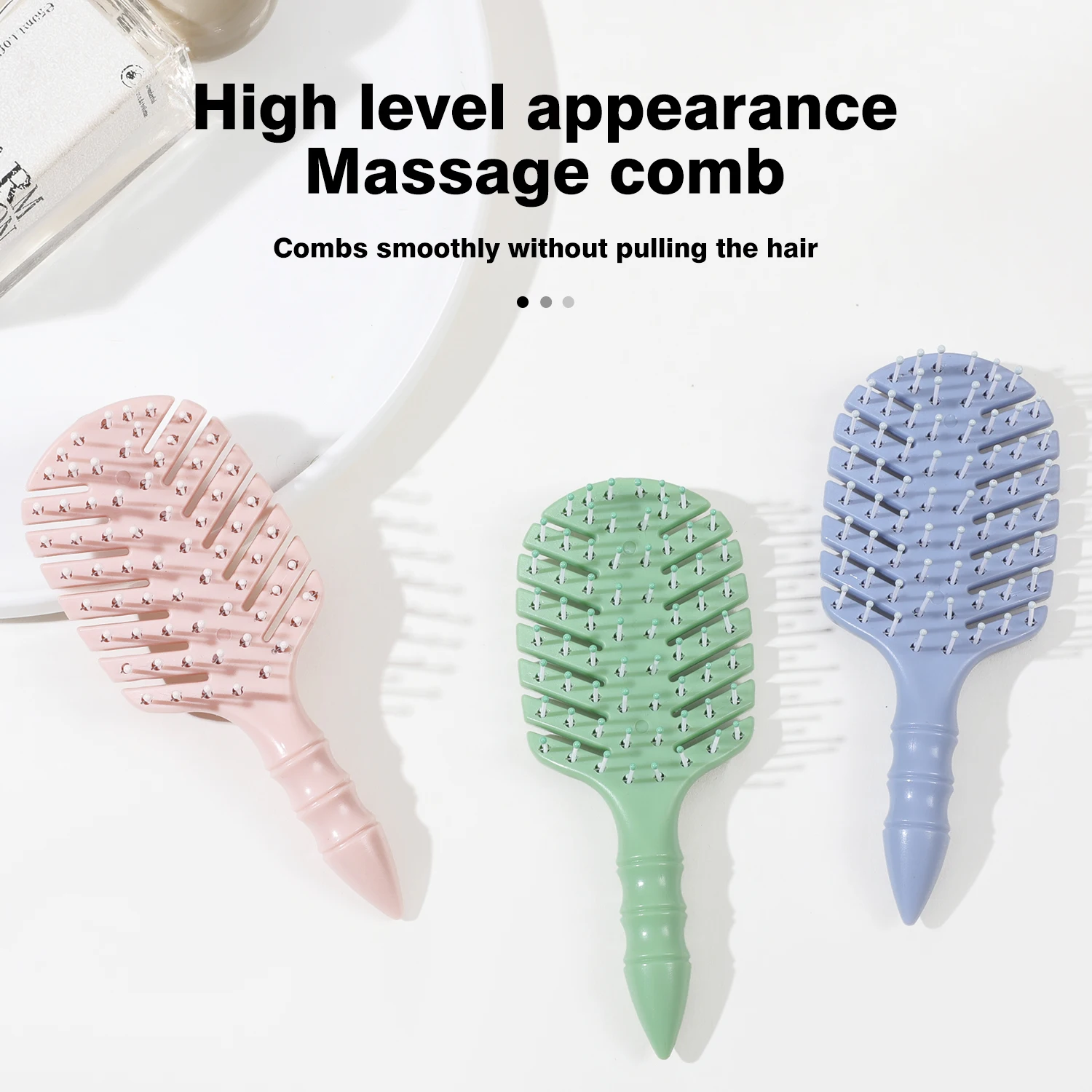 Pente Portátil Antiembaraçado para Crianças com Cabelo Denso Escova Ecológica de Plástico Macio com Ventilação e Nylon Paddle