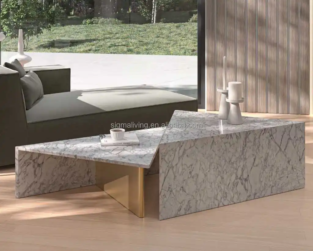 Modern design garden furniture coffee table patio furniture end table with marble