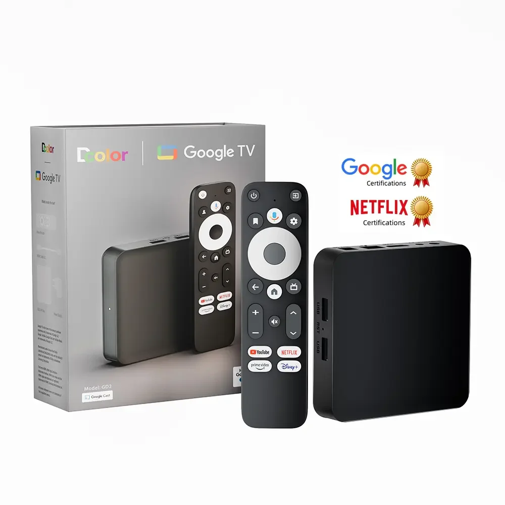 Dcolor GD2 4K Android Set Top Box Manufacturer New Arrival Voice Control Google Certified Android Tv Box