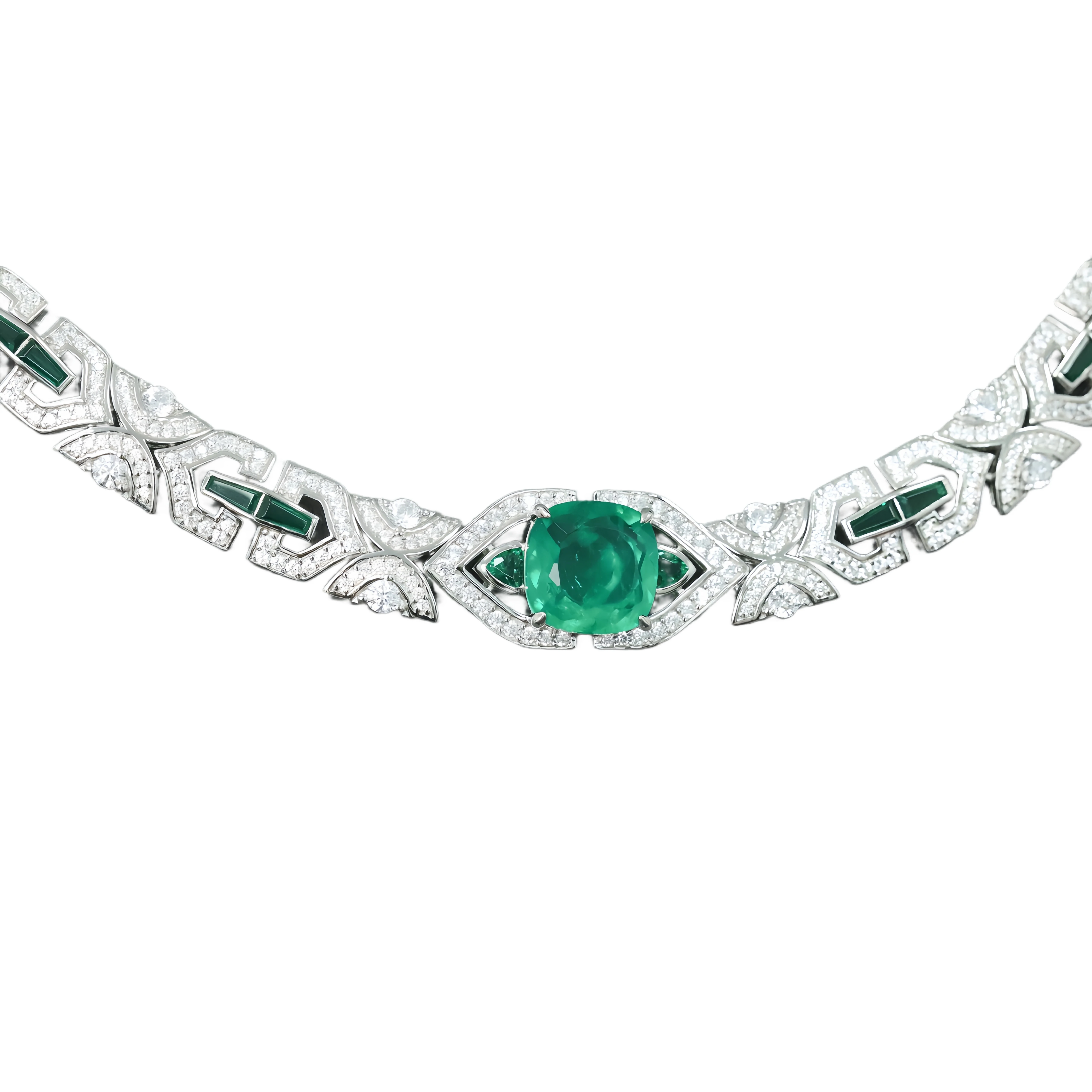 MUSHAN Jewelry Factory 925 Sterling Silver Chocker Necklace High Carbon Diamond and Musa Green Jewelry Women Clavicle Necklaces