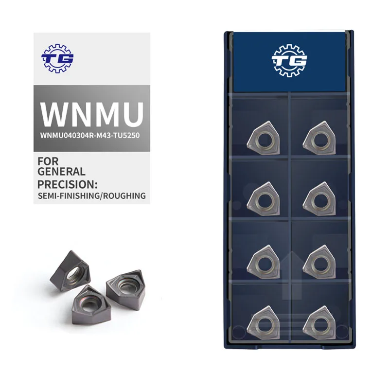 تي جي WNMU040304R-M43-TU5250 إدراج كربيد أدوات القطع مع طلاء PVD قابل للتخصيص للأجزاء العامة مع دعم OEM