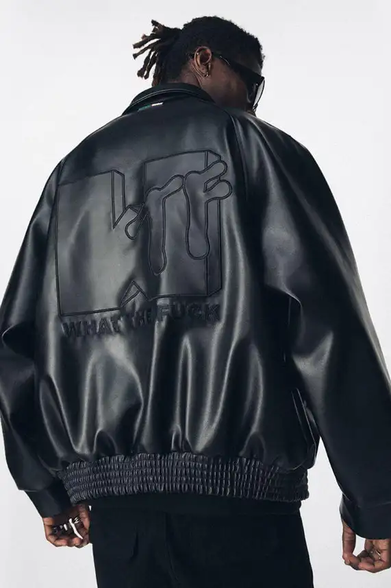 OEM Custom Motorcycle Jacket Coat Embroidery logo Pu Leather Bomber Varsity Jacket for Men gallery 4