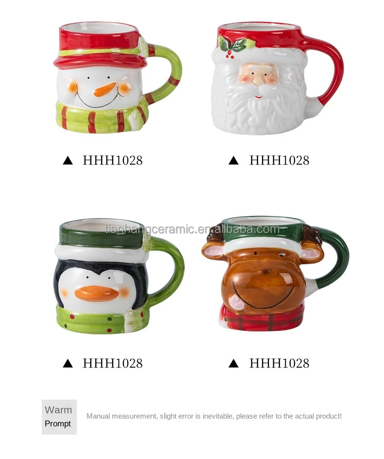 Sublimation custom logo print 14oz Father Christmas cartoon white coffee cups ceramic mug with handle .jpg