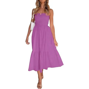 2024 Summer Modest Evening Dress Floral Printed Dresses Women Lady Elegant Strapless Beach Party Long Custom Dress