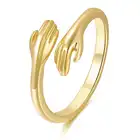 customized size 18 k gold plated stainless steel hugging arms ring silver hug ring for jewelry