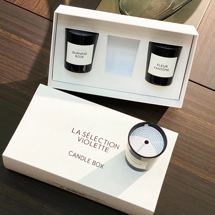 Luxury Custom Small Candle Boxes Packaging 3 Candle Jar with Lid and Gift Box Set with Insert