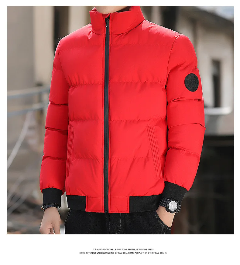 Men's Puffer Jacket Stand Collar Cotton Winter Warm Coat Slim_voghion.com