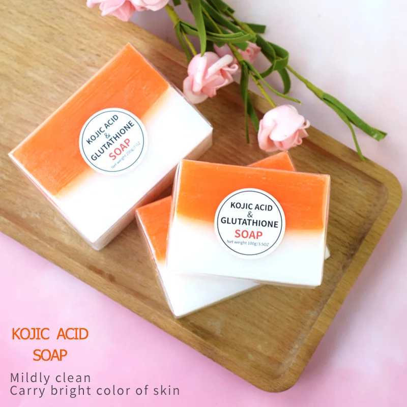 Best Seller Hot Dark Black Skin Lightening Hand Made Soap Gluta Thione Whitening Bleaching Soap Brighten Face Kojic Acid Soap