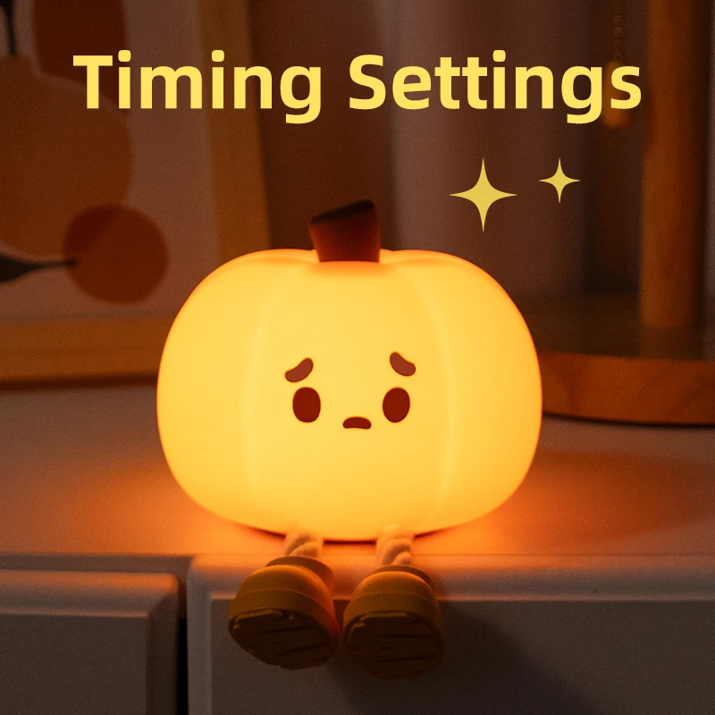 Kawaii Pumpkin Timer Silicone Night Light for Halloween