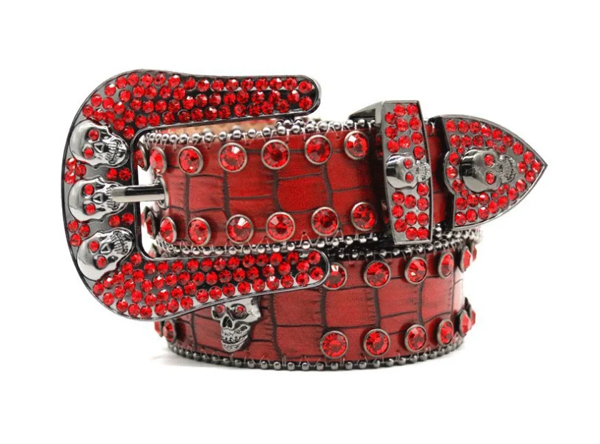 Женский кожаный ремень со стразами