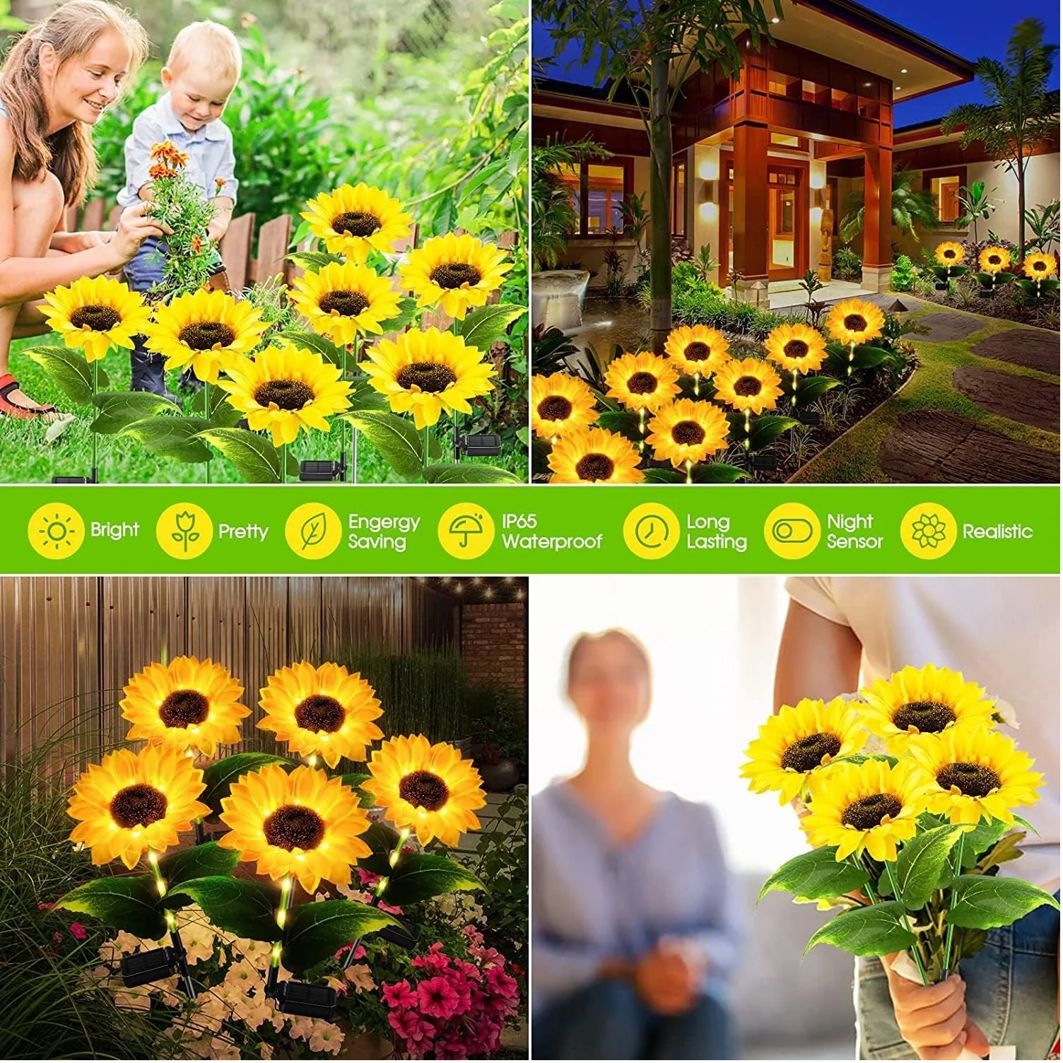 Sunflower Solar Garden Lights Waterproof Outdoor LED Landscape Lights