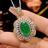 Green chalcedony pendant with box chain
