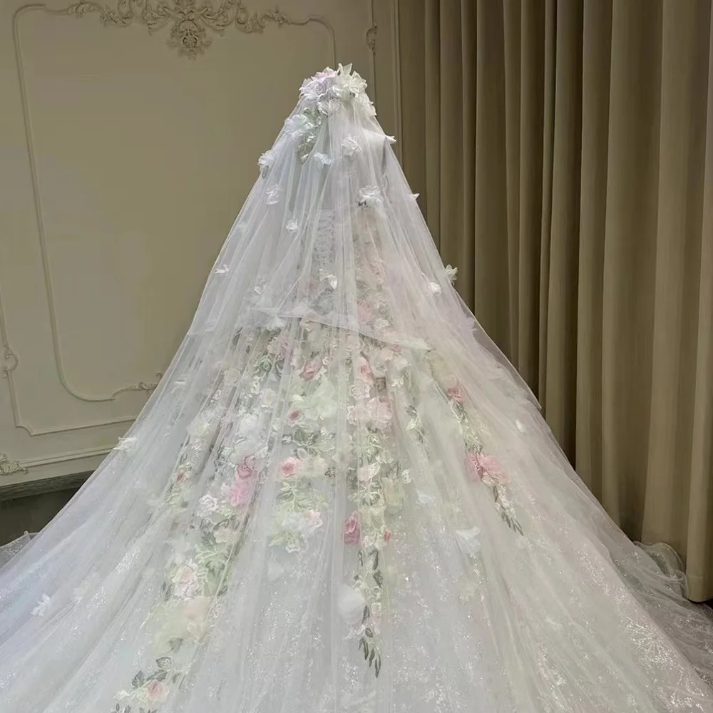 Yl0030 Fairytale Floral Crystal Beaded Ball Gown With Sweetheart Neckline & Off-shoulder Sleeves  Odm
