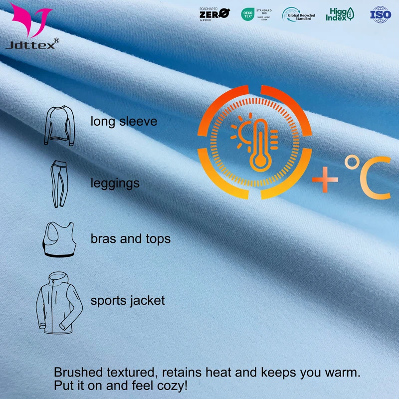 Oeko-tex Certified Nylon66 Spandex Brushed Four Way Stretch Moisture Wicking Sports Wear Fabric manufacture