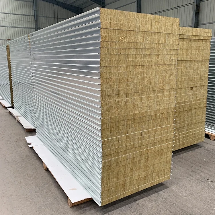 Fireproof Heat Preservation Sound Insulation Rock Wool Sandwich Panel Wall and Roof Sheet Rock Wool Board Clean Room Panels
