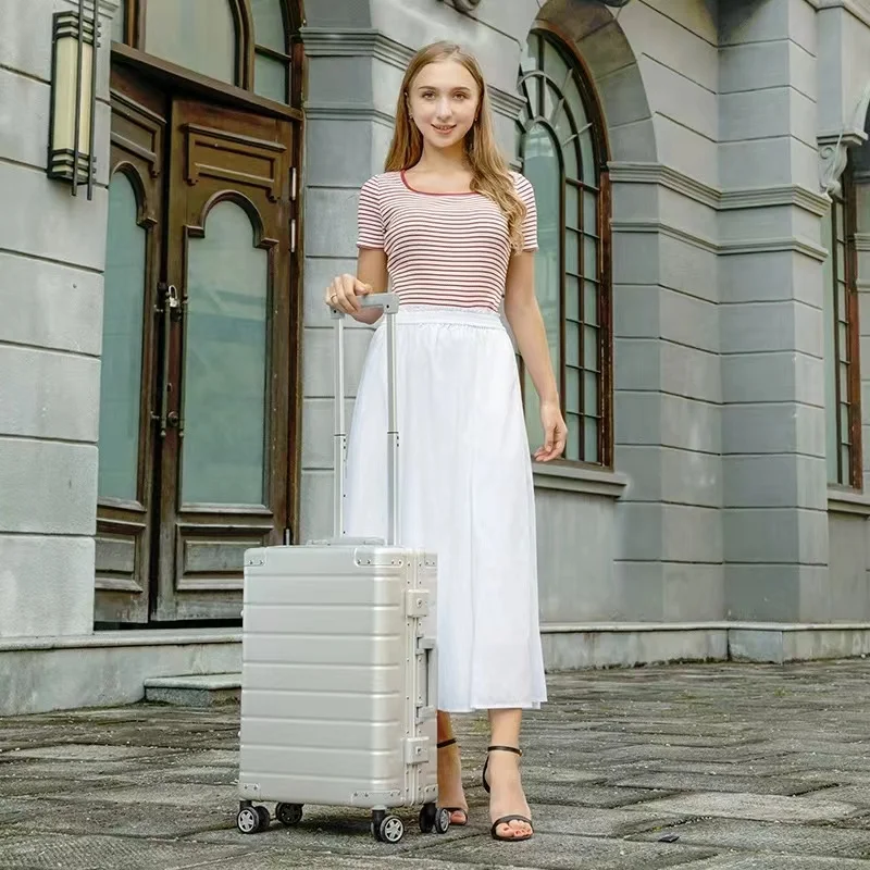 New all-aluminum-magnesium alloy trolley case boarding case full aluminum suitcase leisure suitcase for  men and women travel