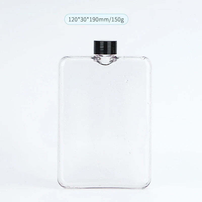 Square Tritan Plastic Customized 500ml Notebook Memo Flat Water Bottle Slim Thin Water Bottle