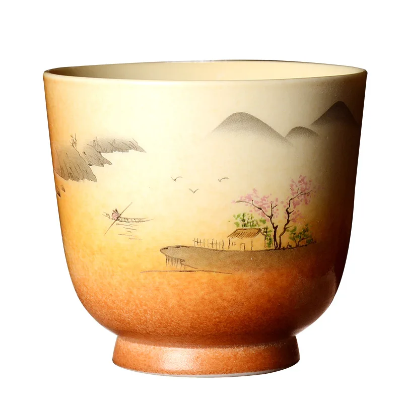 tazas de té retro de estilo japonés taza de sake de té de Kung Fu con caja para juego de regalo Juego de tazas de té de cerámica #2