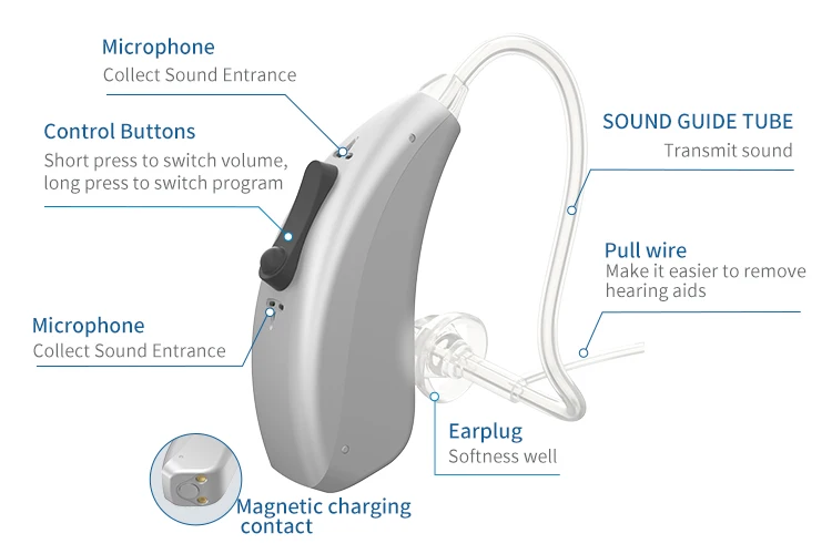 Rechargeable Digital Hearing Aids Hearing Loss Ric Bluetooth Ear