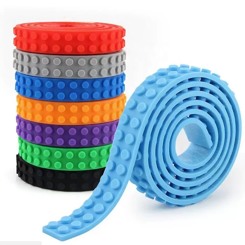 YLX Factory Wholesale Multiple colors Educational Toy Silicone Building Block Tape Adhesive For Brick Tape with Sticker
