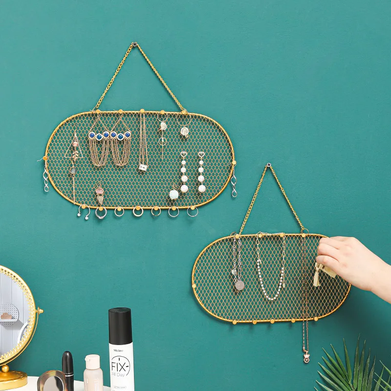 Hanging Jewelry Organizer Storage With Hanger Metal Hooks Doublesided