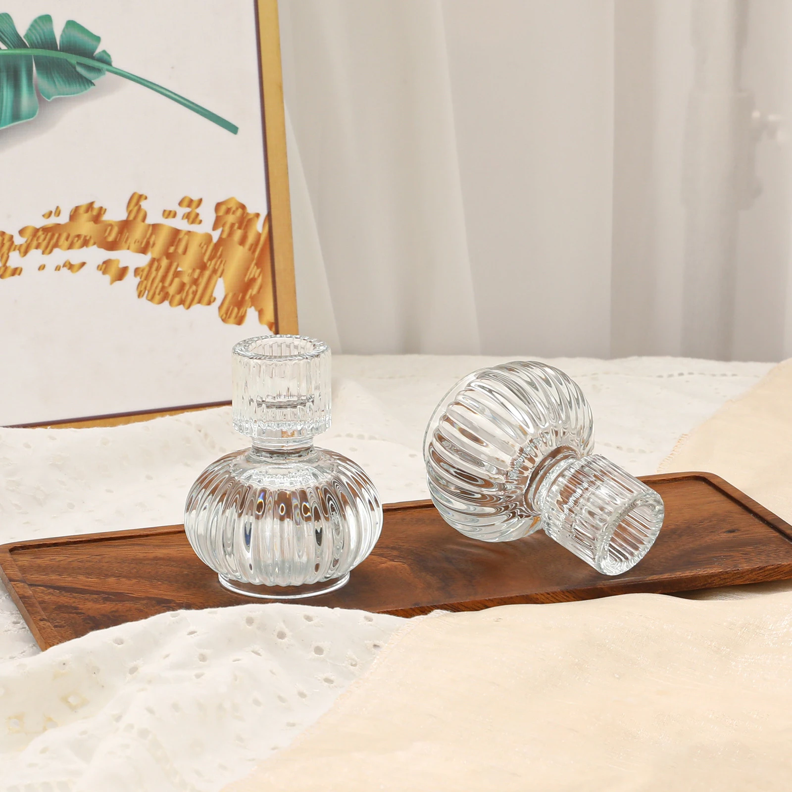 product newest crystal glass candle holder for candlestick wedding home decoration table suitable for both sides candle holders-8