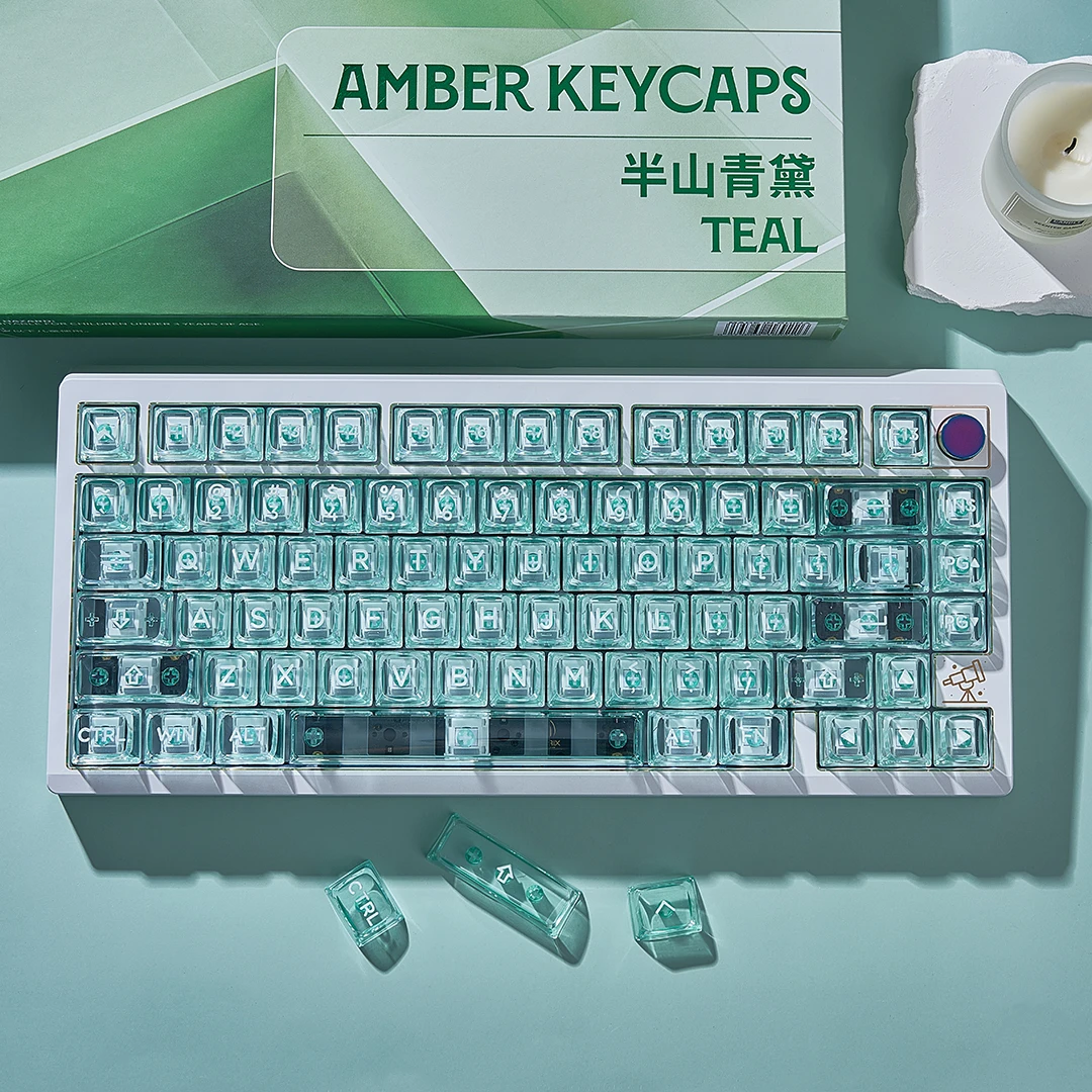 170 Keys WS Mountain Teal Amber Keycaps - OSA Profile