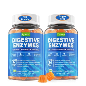 OEM Custom Flavor 24 Types of Digestive Enzymes Blend Gummies Support Gut Health Reduces Bloating Natural Enzyme Blend Gummies