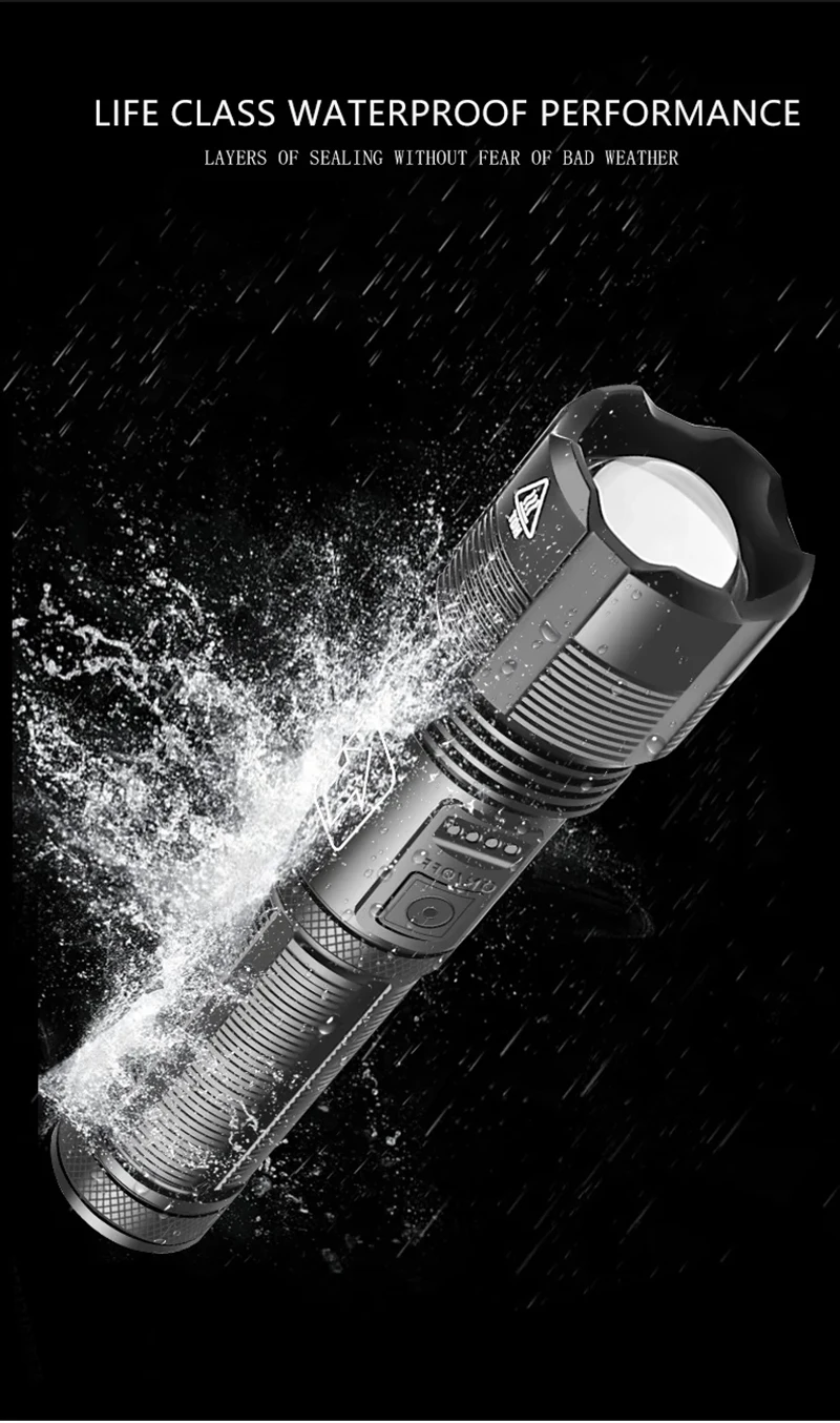 XHP50 USB rechargeable tactical hunting camping flashlight water proof torch light long range convoy flashlight details