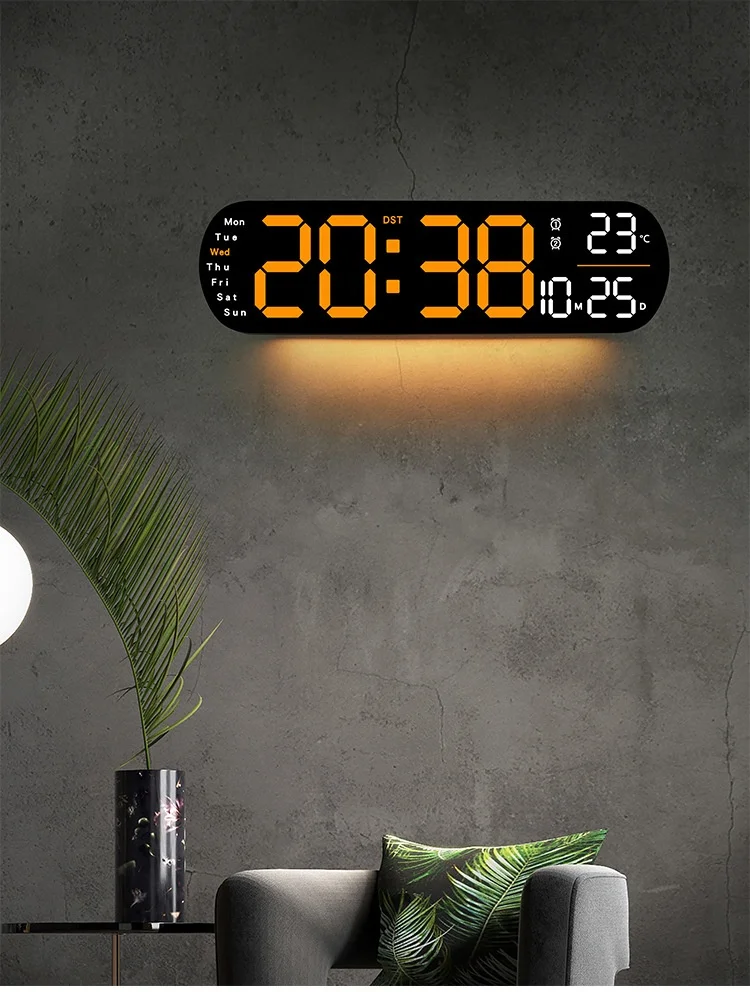 Big Digits Colour Screen LED Digital Wall Clock with Large Display with Temperature Auto-Dimming and Timer