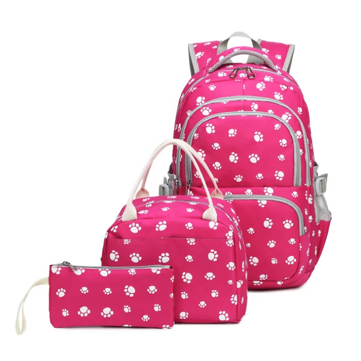 3PCS Kid Children Girl Primary School Book Bag Backpack Rucksack Waterproof 
