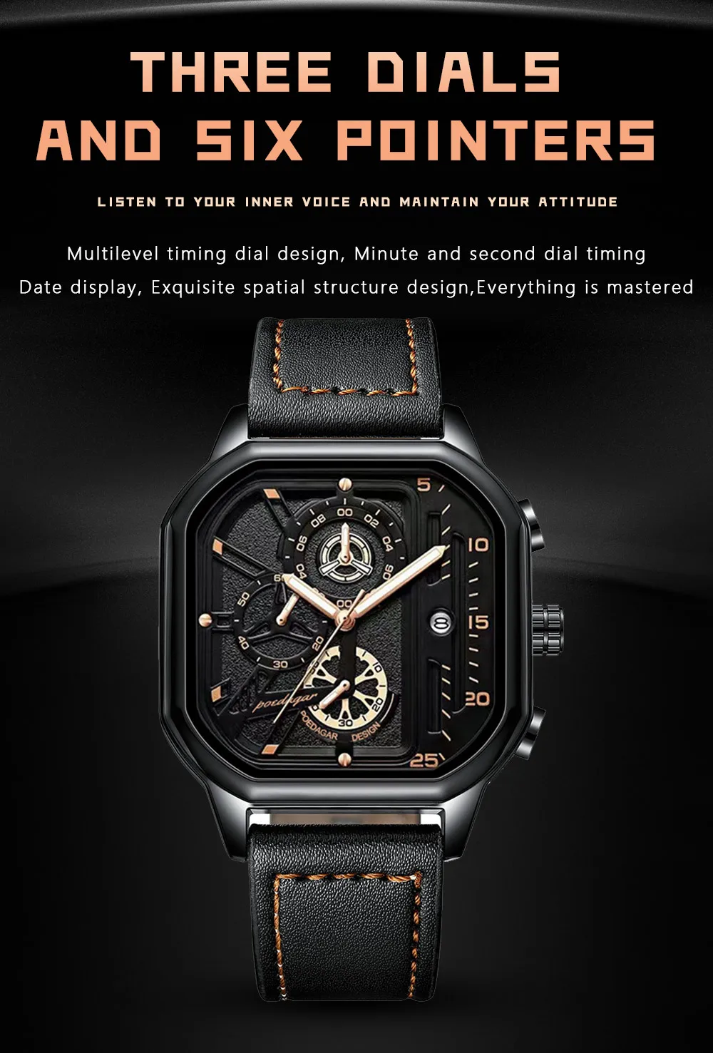 POEDAGAR Watch - Luxury Casual Men's Watch with Chronograph