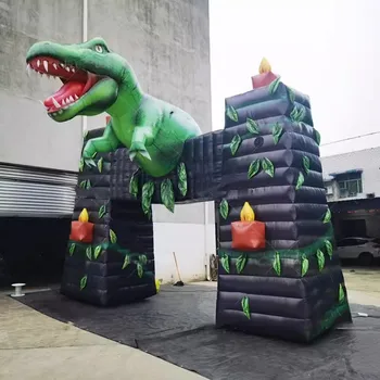 Outdoor Giant inflatable dinosaur arch decoration air blow up lifelike inflatable dinosaur entrance gate for event