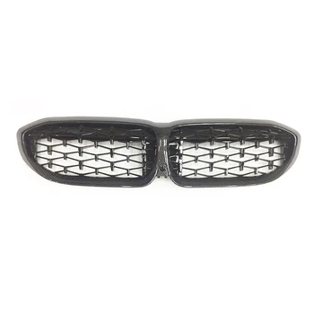 3 Series G20 Diamond Style Carbon Fiber Grilles Auto Body Parts Front Center Grille Carbon Fiber Grill Fit for BMW 2019-2022